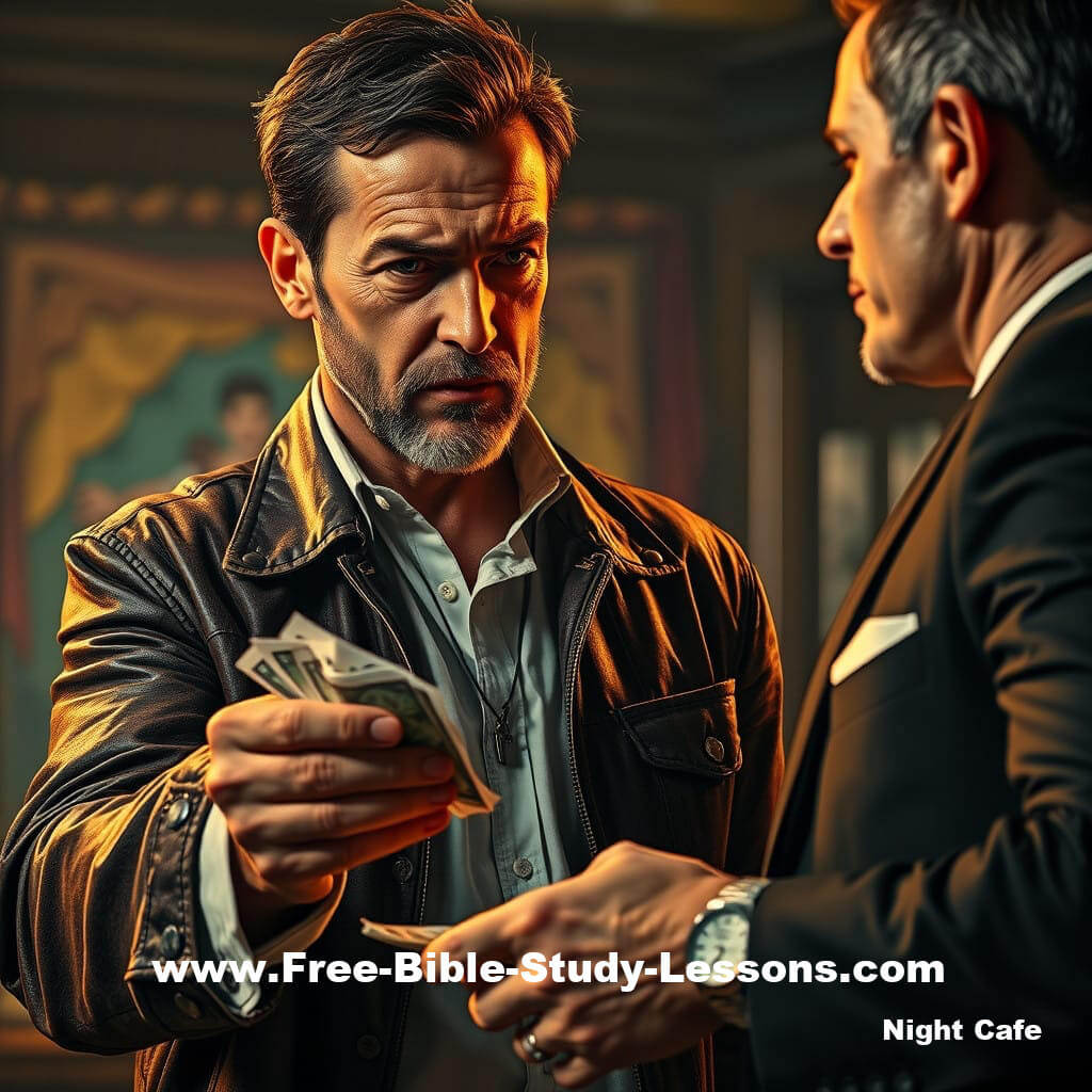 man giving money in restitution for freedom from guilt