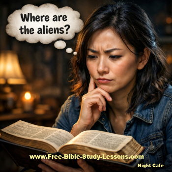 woman trying to find aliens in the Bible