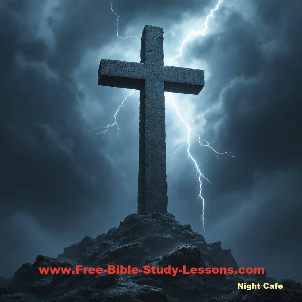 Christian cross in a storm