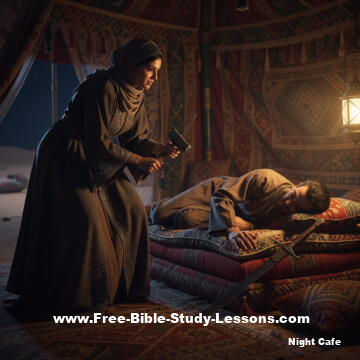 Jael with tent stake