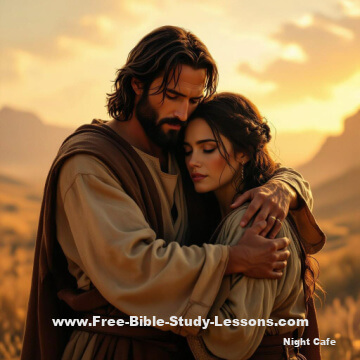 Jesus hugging woman