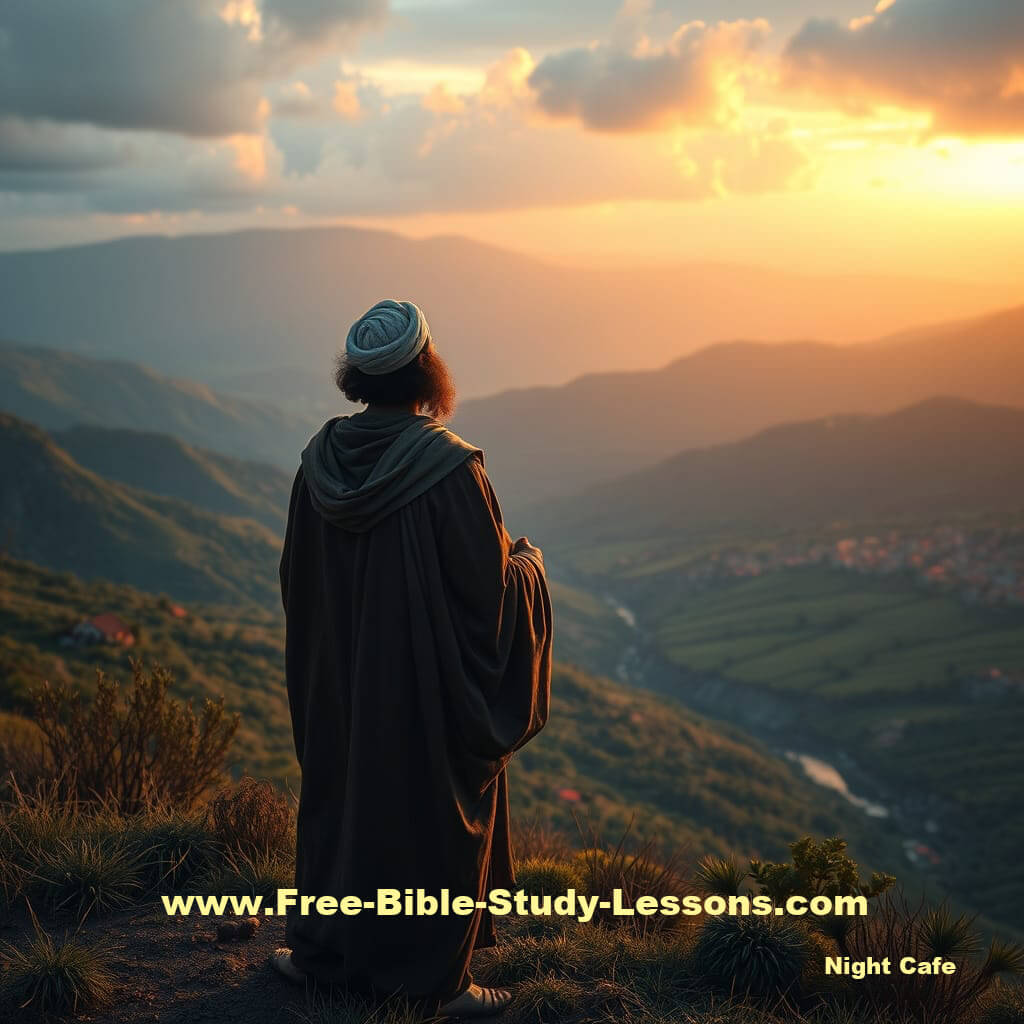 Man looking into sunset 