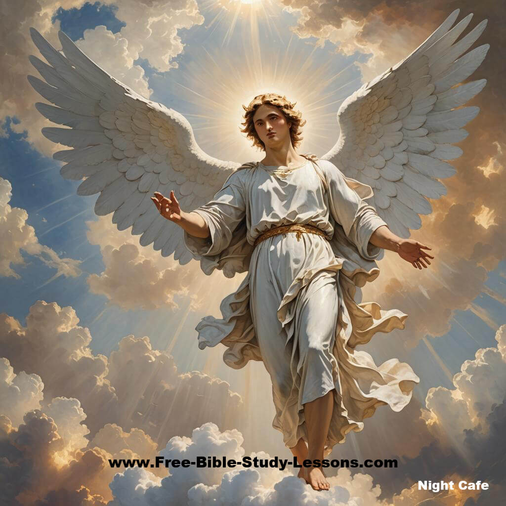 Angels always point to Jesus. Angel in the clouds