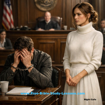 women in white in court with her attacker