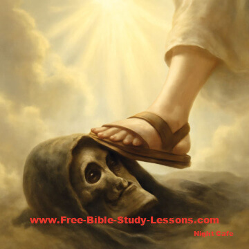Jesus' foot on grim reaper's face