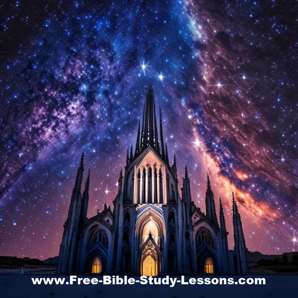 cathedral with galaxy