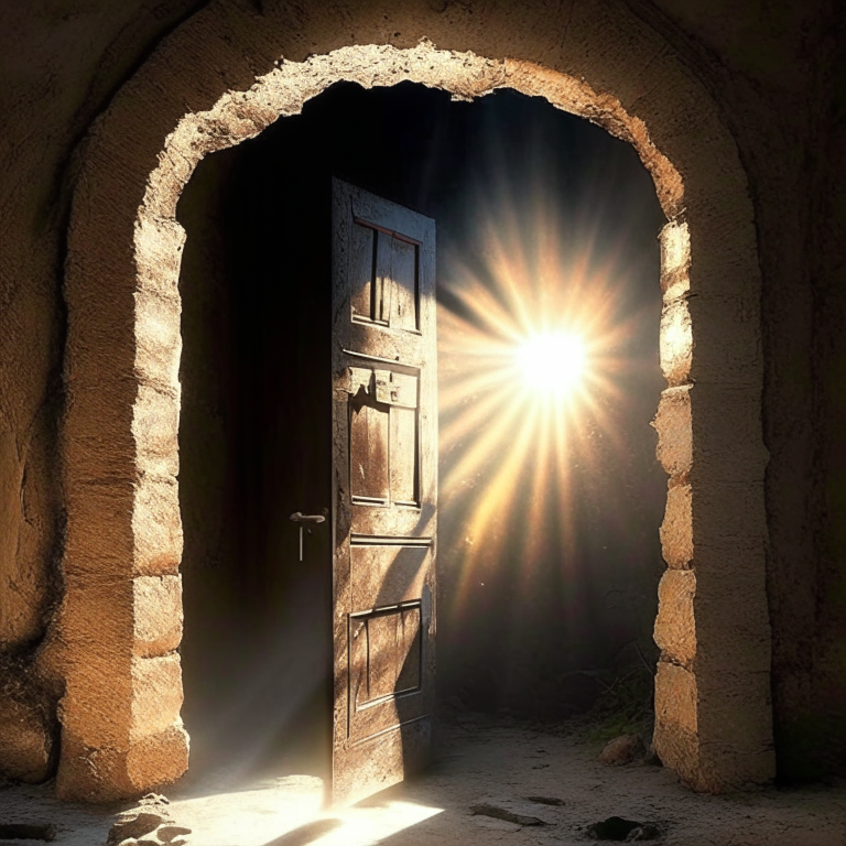 half open door with light coming through