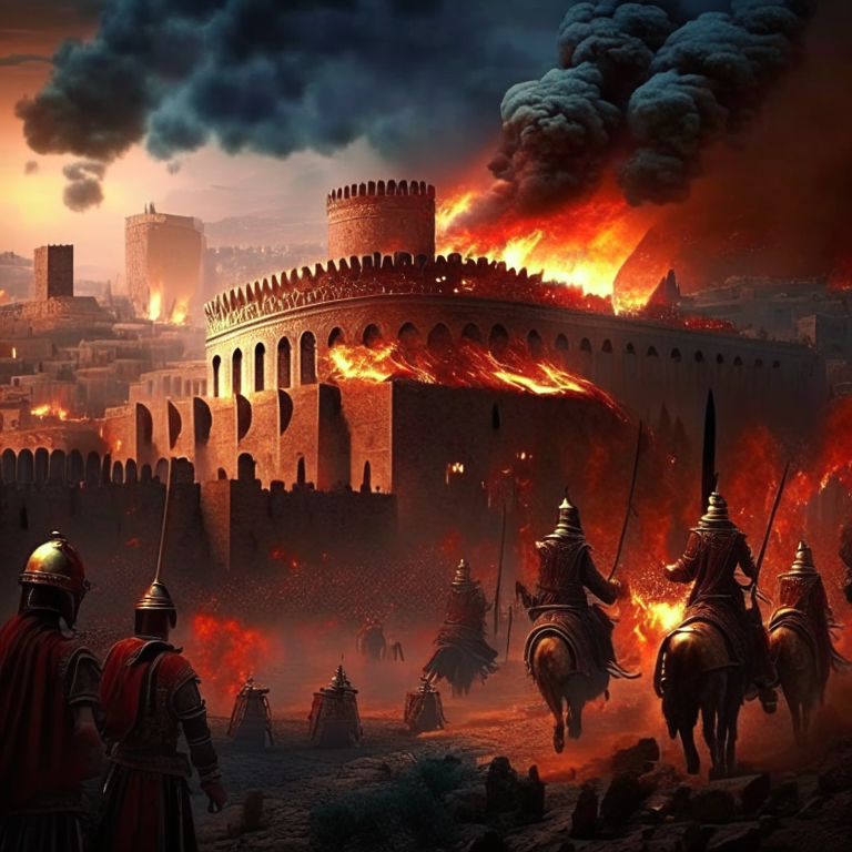 Jerusalem set on fire by Roman armies