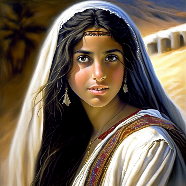 We can stand before God, clean and forgiven no matter what our past may have been.  Artwork by AI at recraft.ai middle eastern woman