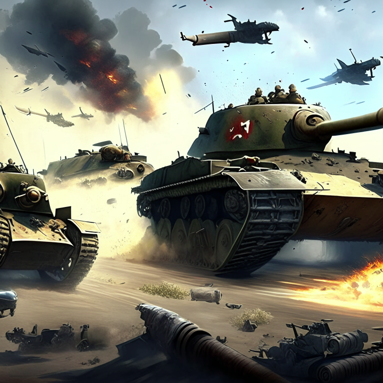 tanks and planes in battle