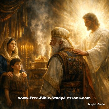 Hannah bringing Samuel to Eli and Jesus