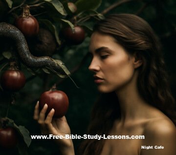 Eve. apple and serpent
