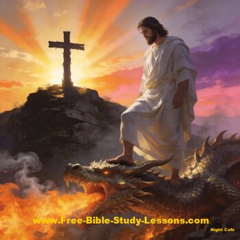 Jesus with foot on head of dragon