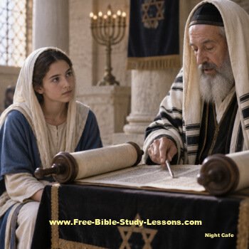 Mary learning from a Rabbi