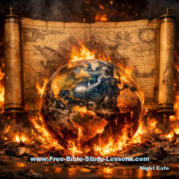 world on fire with a scroll for a backdrop