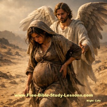 hagar in desert with Angel of the Lord