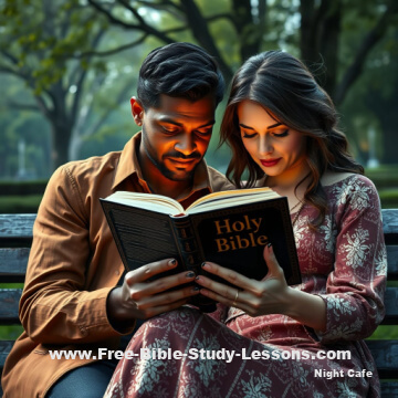man and woman reading Bible